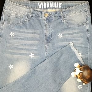 Hydraulic flower bedazzled jeans size 14